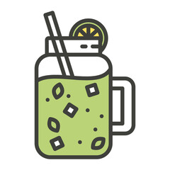 Cocktail Mojito simple line icon. Drinks concept illustration.