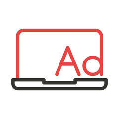 Paid marketing, digital advertising, Search marketing icon, notebook or pc illustration with icons