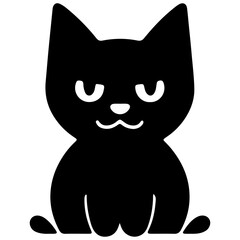 cute cat black fill and hand drawn illustration for international cat day.