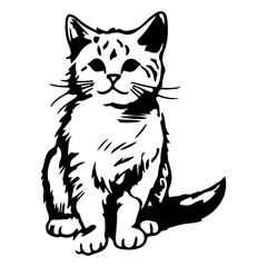 cute cat outline illustration for international cat day