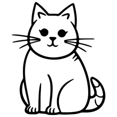 cute cat outline illustration for international cat day