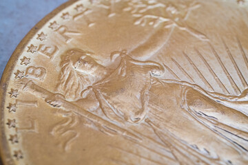 Austrian four ducats on US dollars. Investments in investment coins. The concept of buying gold. investment in gold.