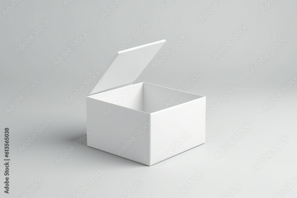 Wall mural empty open white box mockup on white background generative ai