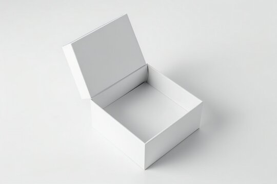 Empty open white box mockup on white background Generative AI