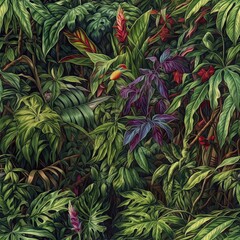 Tropical Leaves Seamless pattern, generative AI