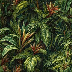 Tropical Leaves Seamless pattern, generative AI