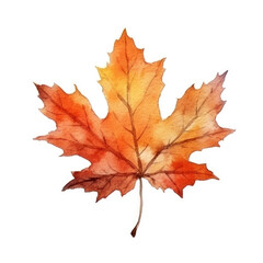 Naklejka na ściany i meble Watercolor Autumn Leaf. Illustration AI Generative.