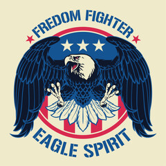 Vintage American Bald Eagle Tshirt Design
