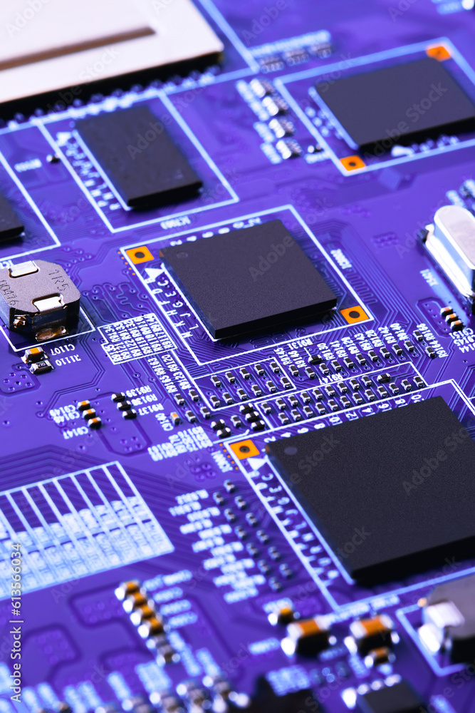 Poster electronic circuit board close up.