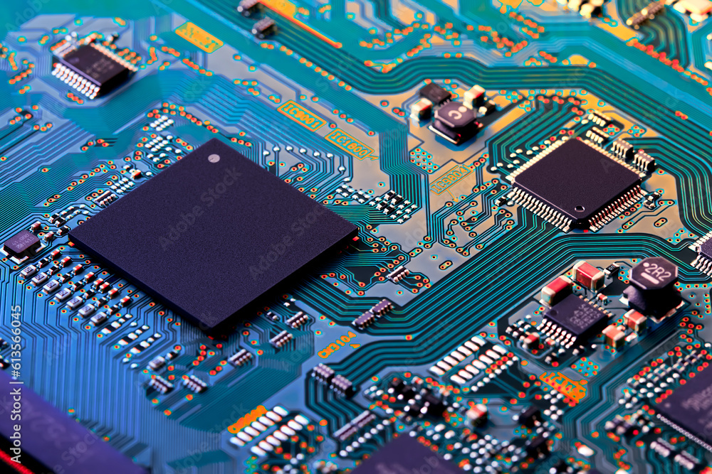 Canvas Prints electronic circuit board close up.