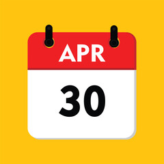 calender icon, 30 april icon with yellow background