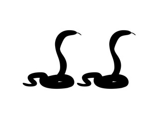 Silhouette of the Pair of the Cobra Snake for Logo, Pictogram, Website or Graphic Design Element. Vector Illustration 