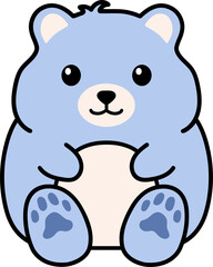 Kawaii Clipart Cute Blue Bear Clip art Layered SVG cut file for Cricut Teddy bear Sticker design Vector graphics for boys Commercial Use