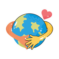 Earth love doodle vector outline Sticker. EPS 10 file