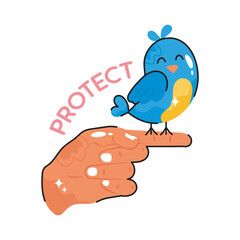 Protect doodle vector outline Sticker. EPS 10 file