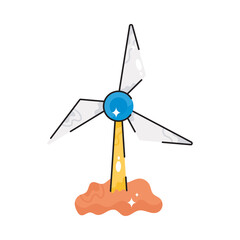 Turbine doodle vector outline Sticker. EPS 10 file