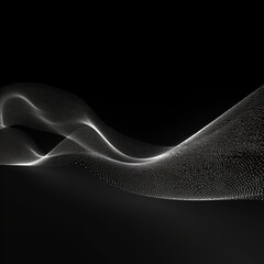 Abstract digital wave with particles on dark background.Generative Ai