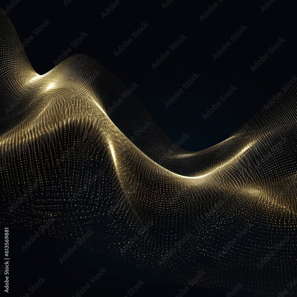 Wall mural abstract digital wave with particles on dark background.generative ai