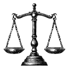 Deurstickers scales of justice, law sketch © Satoru Sketches