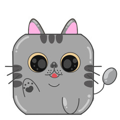 Ticked cat waves the hand.