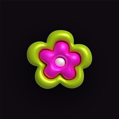 Inflatable flower. Inflated 3D element with the plasticine effect. Vector illustration