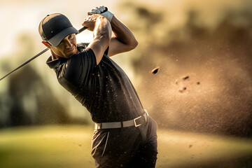 professional golfer hit the ball ai generated art  - Powered by Adobe