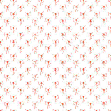 Seamless pattern with one bow on white background4. Doodle vector color illustration.