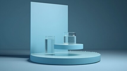 Display podium for water products. Generative AI