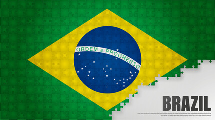 Fototapeta premium Brazil jigsaw flag background.