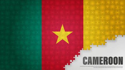 Cameroon jigsaw flag background.