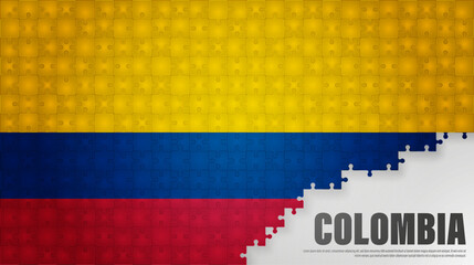 Colombia jigsaw flag background.
