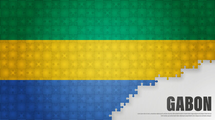 Gabon jigsaw flag background.