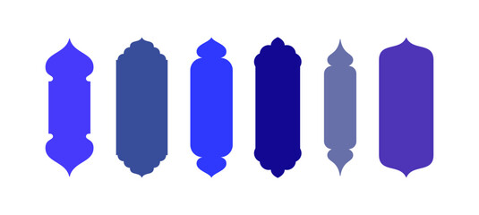 Islamic window frames illustrations collection. Arabian architecture geometric arch door shapes silhouettes set. Ramadan kareem mosque gates icons Isolated