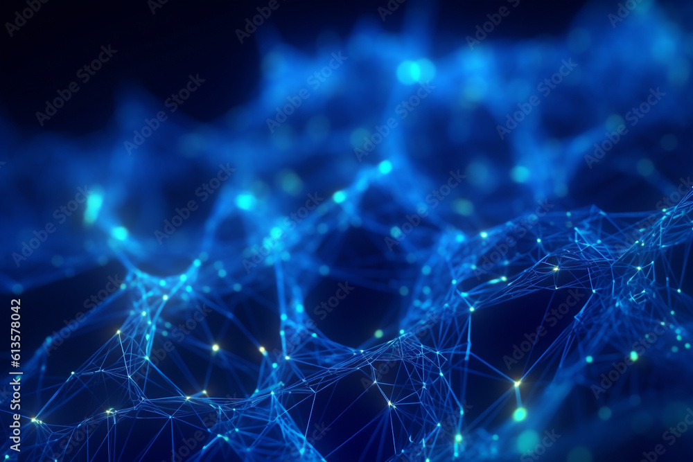 Aufkleber abstract blue network background with lines and particles. high quality photo