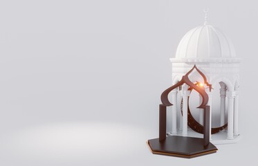 The Majesty of the Mosque: 3D Render the Muslim Podium with a Beautiful and Beautiful White Background