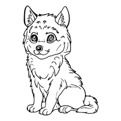 Wolf. Wild Beast. Funny, hilarious illustration. Vector. Coloring book for children. Cartoon drawing for web design and print