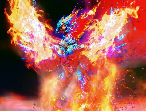 luxury phoenix wing on fire motion
