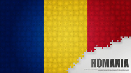 Romania jigsaw flag background.