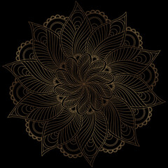 Mehndi Henna Drawing Circular Mandala pattern for tattoo, decoration premium product poster or painting. Decorative ornament in ethnic oriental style. Outline doodle hand draw illustration.