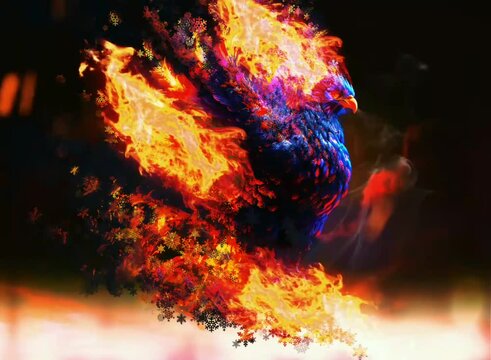 luxury phoenix wing on fire motion