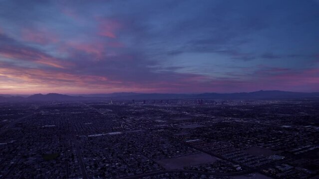 Aerial view of Las Vegas during beautiful sunrise.  Fabolous  morning in Las Vegas Nevada.