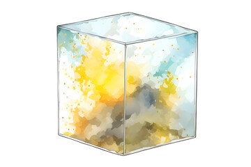 Dust explosion in a glass cube. Generative AI