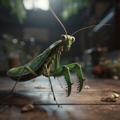 praying mantis on the ground created by generative ai
