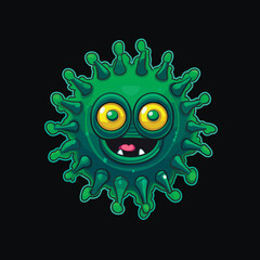 green coronavirus, cartoon vector illustration sticker