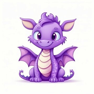 Cute purple cartoon dragon. Symbol of 2024 new year.  Created with Generative AI technology
