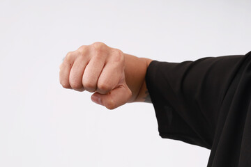 Obraz premium male hand clenched fist in white background
