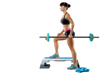 Foto op Canvas woman lifting weights isolated transparent PNG © USM Photography