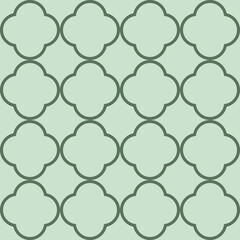 Moroccan Lattice Seamless Pattern in Green. Modern Elegant Backgrounds. Classic Quatrefoil Trellis Ornament.