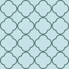 Moroccan Lattice Seamless Pattern in Green. Modern Elegant Backgrounds. Classic Quatrefoil Trellis Ornament.