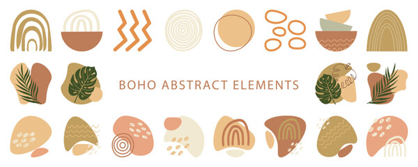 Boho  elements in modern abstract  style. Vector illustration.